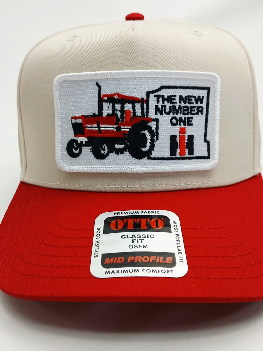 OTTO  Cream & Red International Harvester Tractor Patch Hat